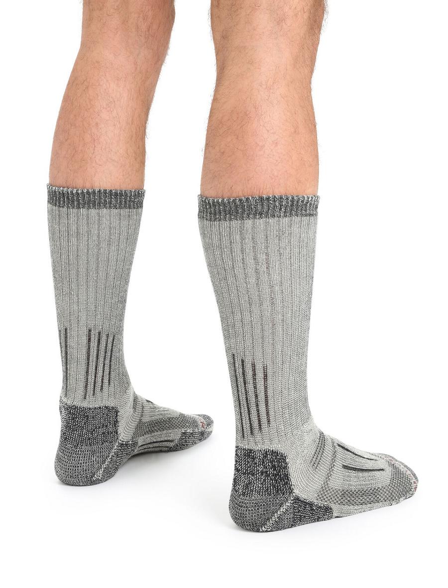 Jet Heather / Espresso Men's Icebreaker Merino Mountaineer Mid Calf Socks | USA 1037LISH